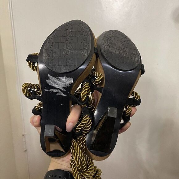 DVF Diane Von Furstenberg Gold rope tie gladiator Heels size US 6 - Picture 10 of 13